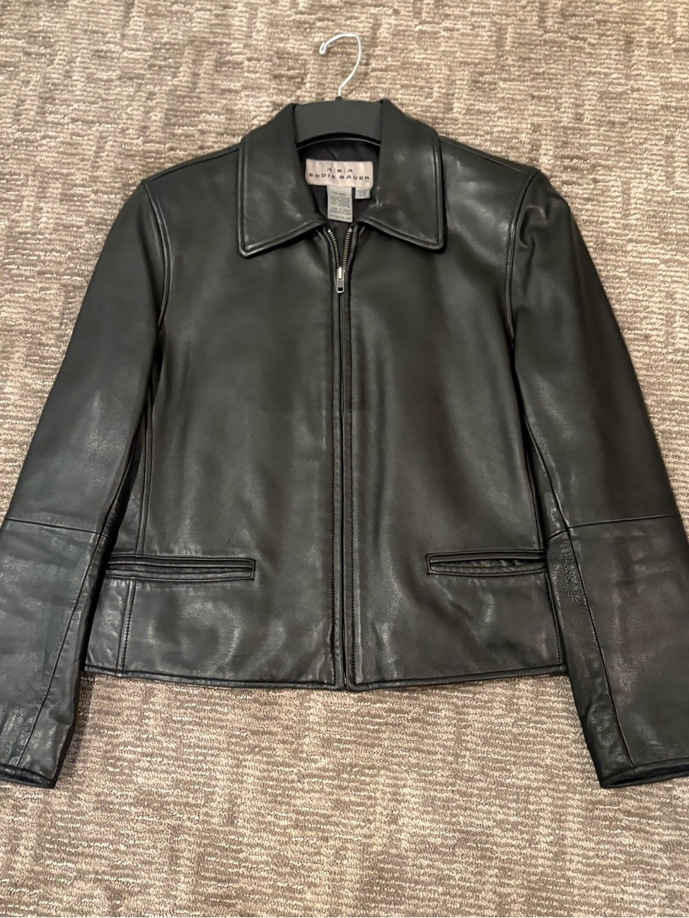 Eddie Bauer Black Leather Zip Jacket